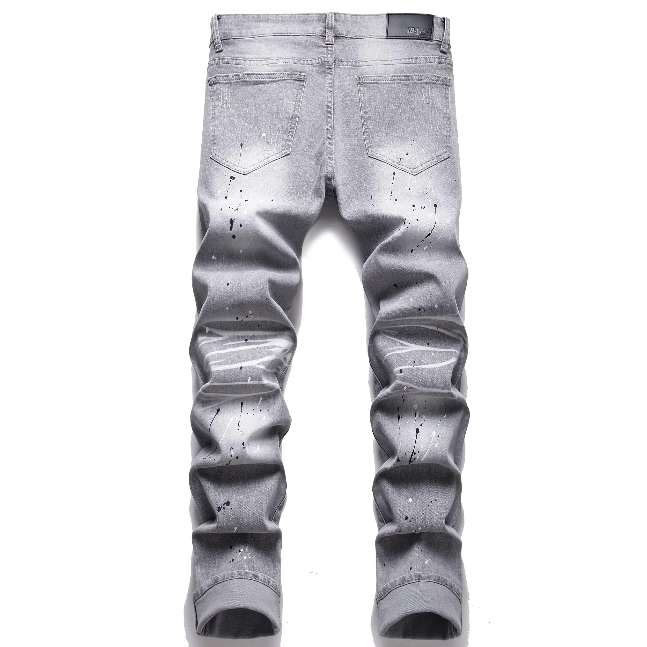 AITITIA Men's Ripped Regular Fit Stretch Jeans (32, 6620 Grey)
