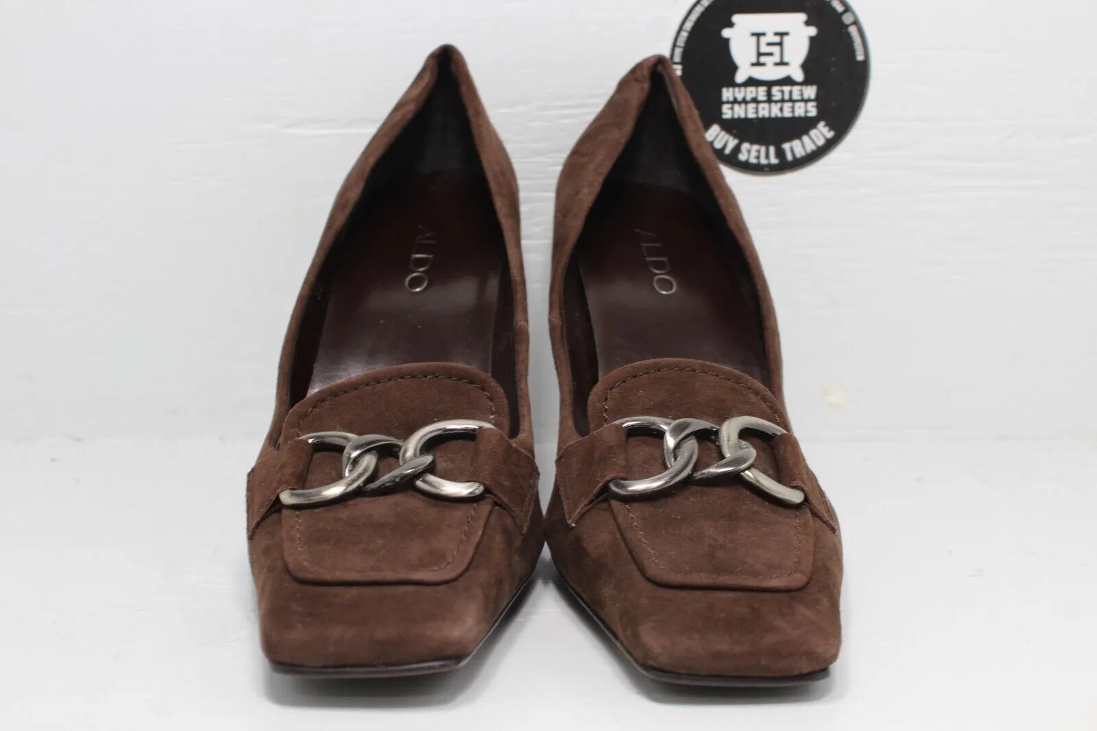 ALDO Dark Brown Suede Slip On High Heels 3 Inch Women's Size 7.5