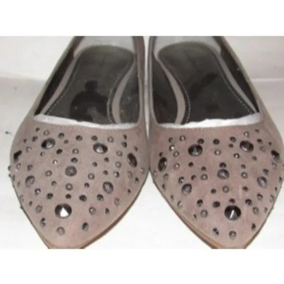 Bandolino DAIMEE Taupe Suede Studded Flats