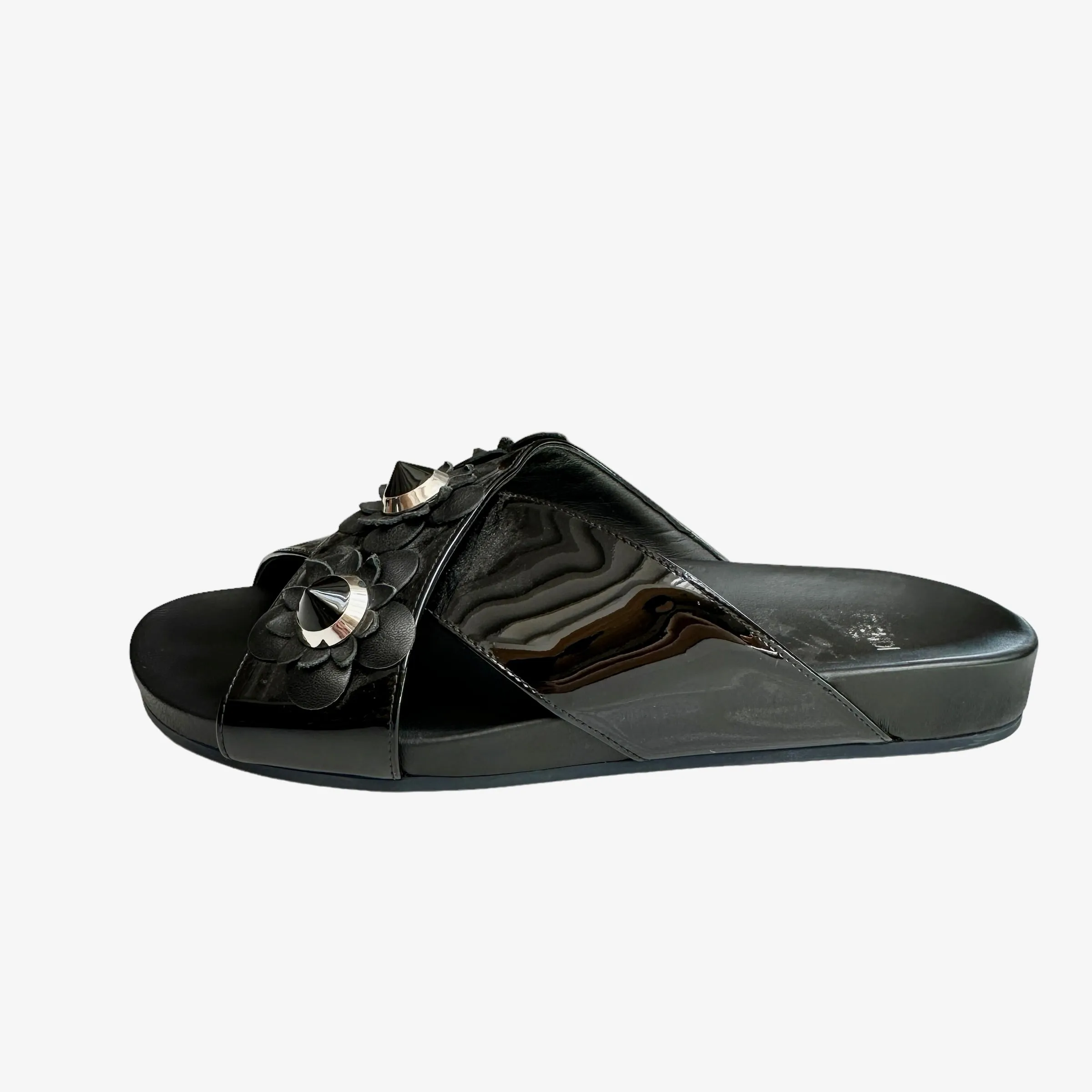 Black Flower Slides - 7