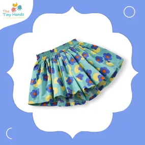 Blue Floral Flared Shorts