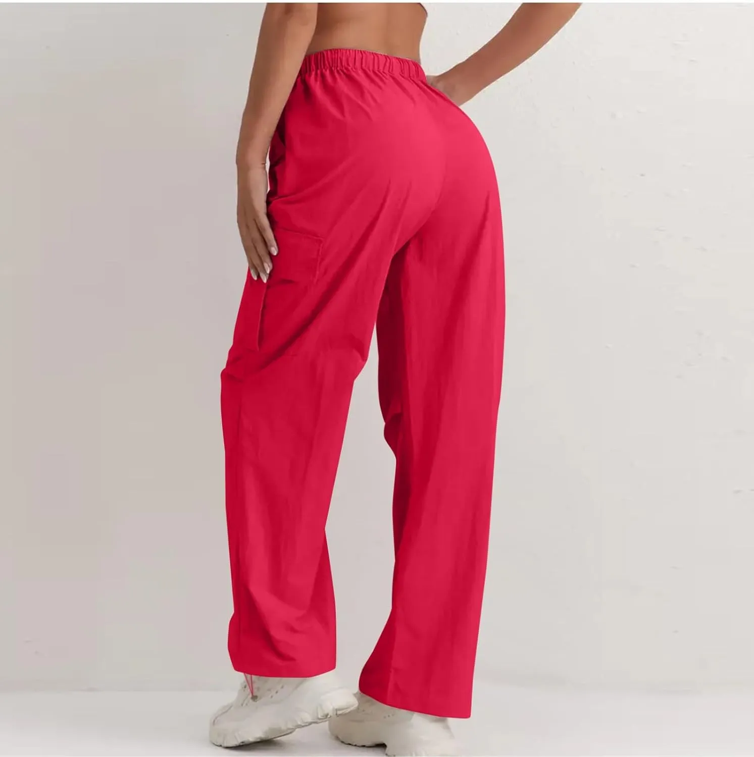 Cargo Pants for Women Quick Drying High Waisted Hiking Pants Lightweight Relaxed fit Comfy Parachute Pant with Pockets