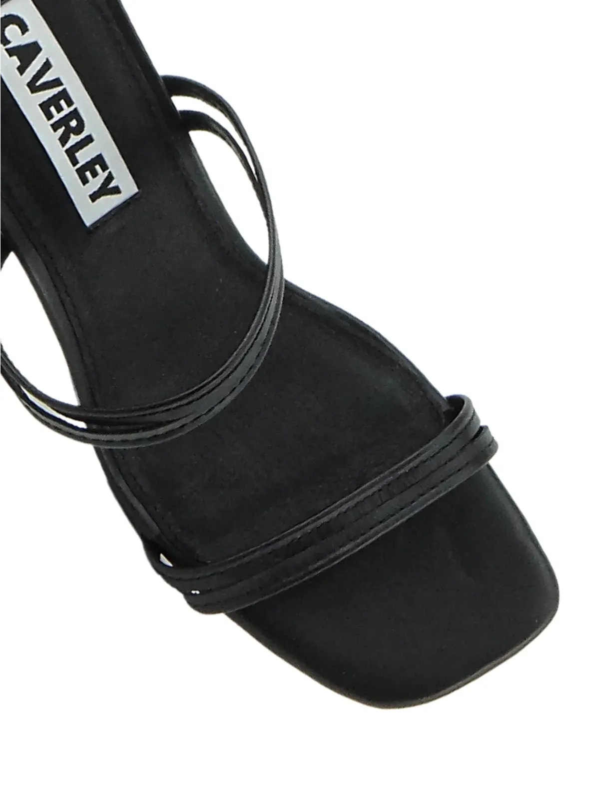Caverley Trish Leather Strappy Sculpted Heeled Sandal - Black