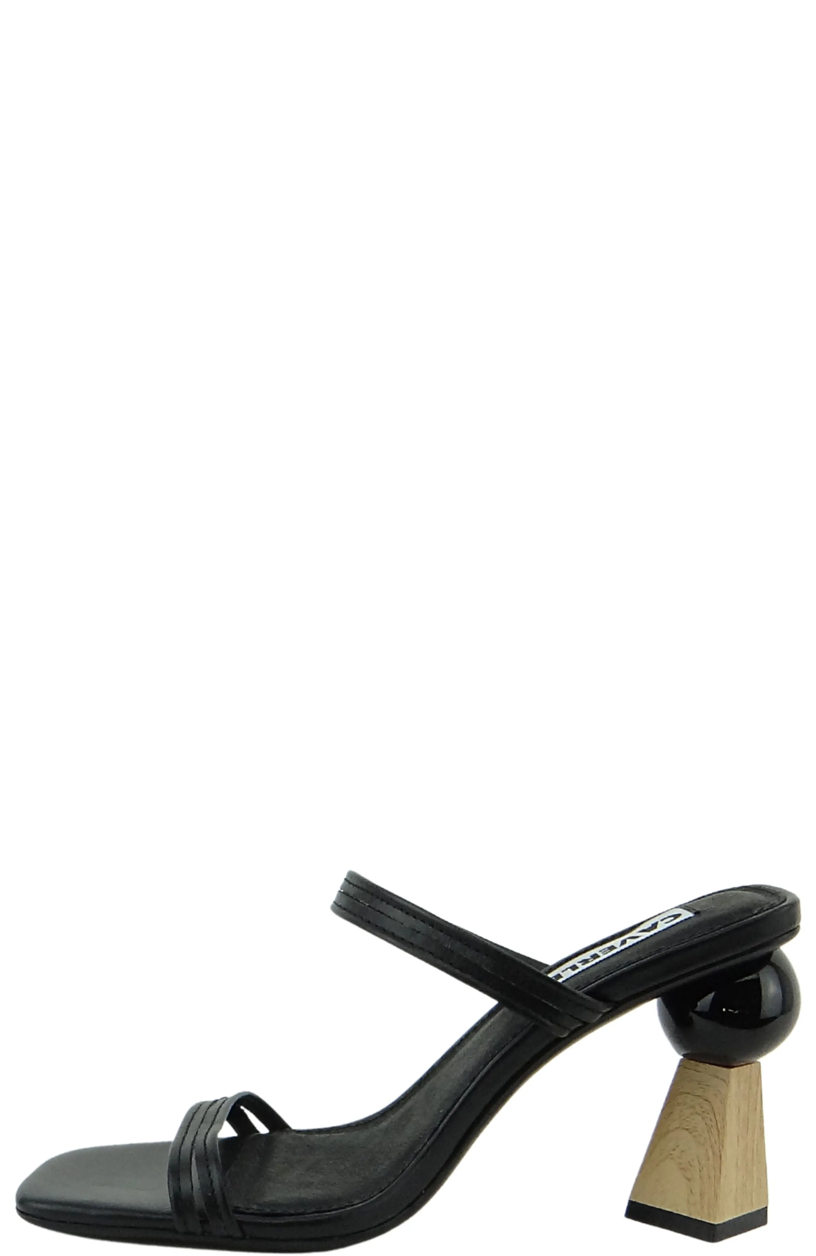 Caverley Trish Leather Strappy Sculpted Heeled Sandal - Black