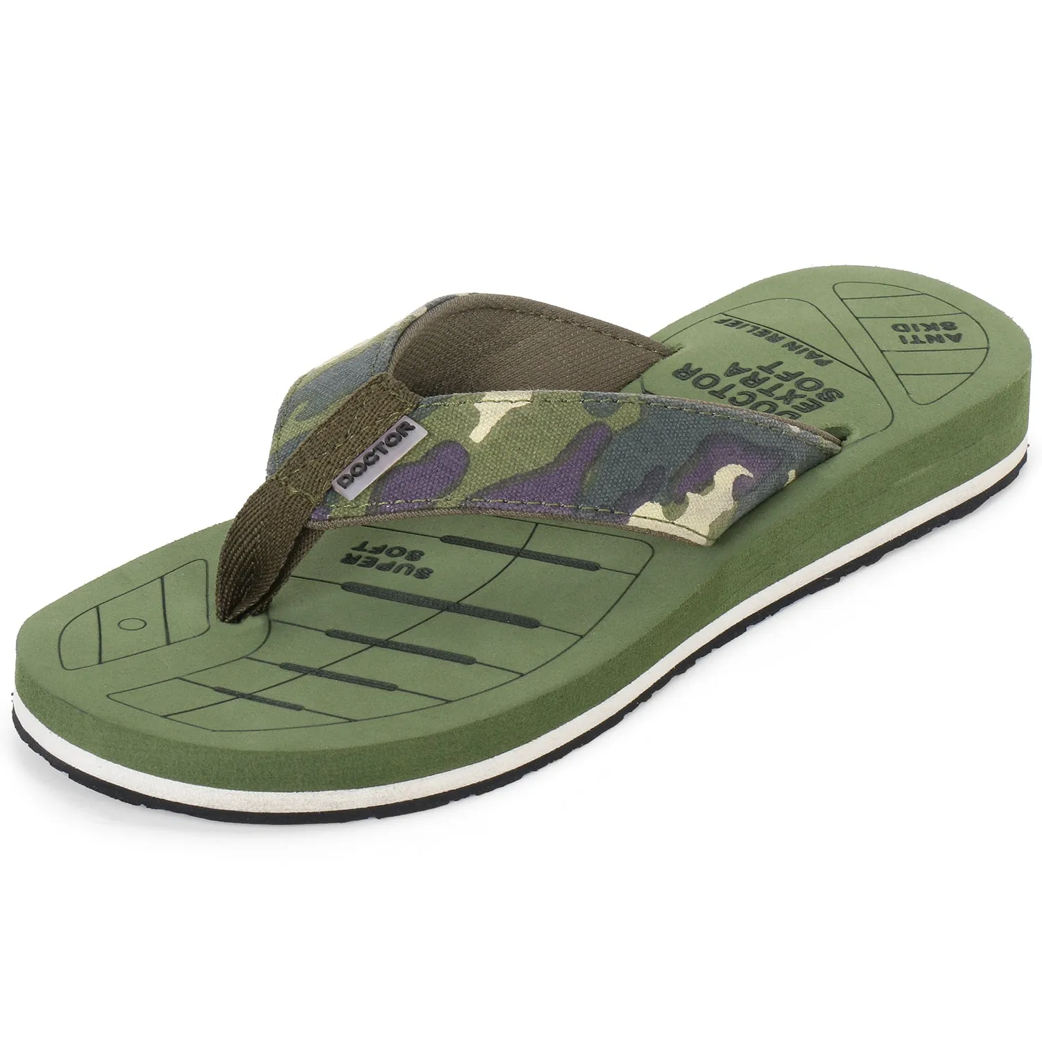 DOCTOR EXTRA SOFT D-55 Men's Camo Care Orthopaedic & Diabetic Adjustable Strap Super Comfort Flipflops & House Slippers for Men’s and Boys