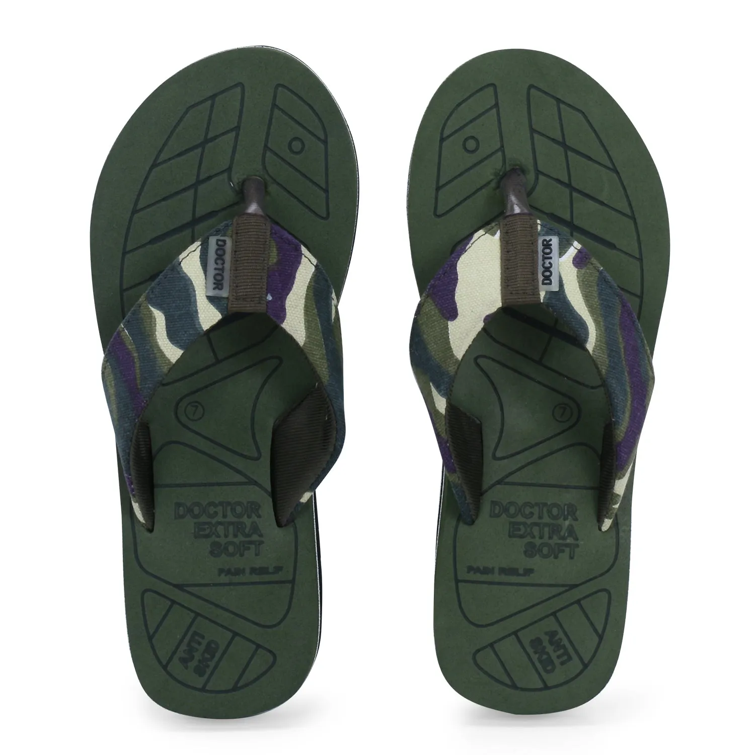 DOCTOR EXTRA SOFT D-55 Men's Camo Care Orthopaedic & Diabetic Adjustable Strap Super Comfort Flipflops & House Slippers for Men’s and Boys