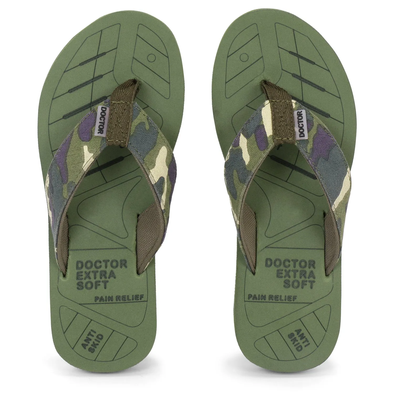 DOCTOR EXTRA SOFT D-55 Men's Camo Care Orthopaedic & Diabetic Adjustable Strap Super Comfort Flipflops & House Slippers for Men’s and Boys