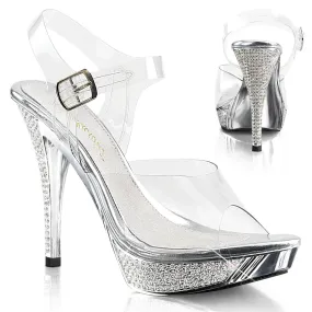 ELEGANT-408 Fabulicious 4 1/2" Elegant Clear/Silver Chrome Sexy Shoes (High Heels)