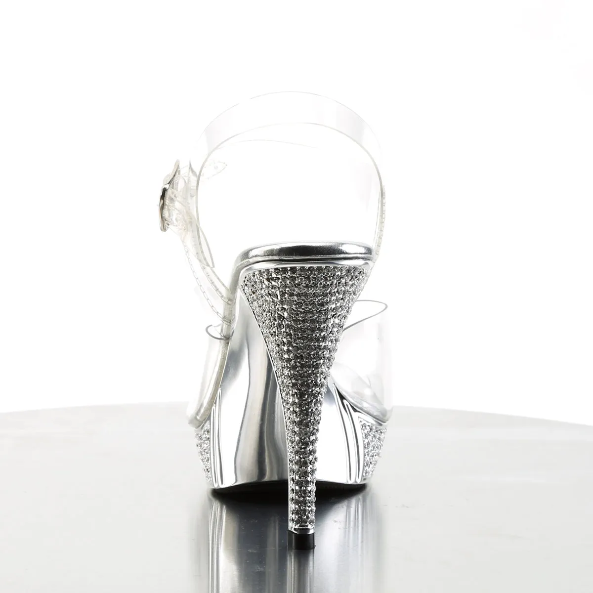 ELEGANT-408 Fabulicious 4 1/2" Elegant Clear/Silver Chrome Sexy Shoes (High Heels)