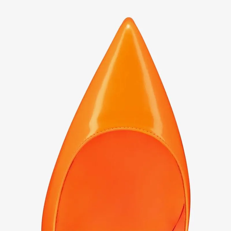 Elegant Fluo Orange Patent Leather Pumps