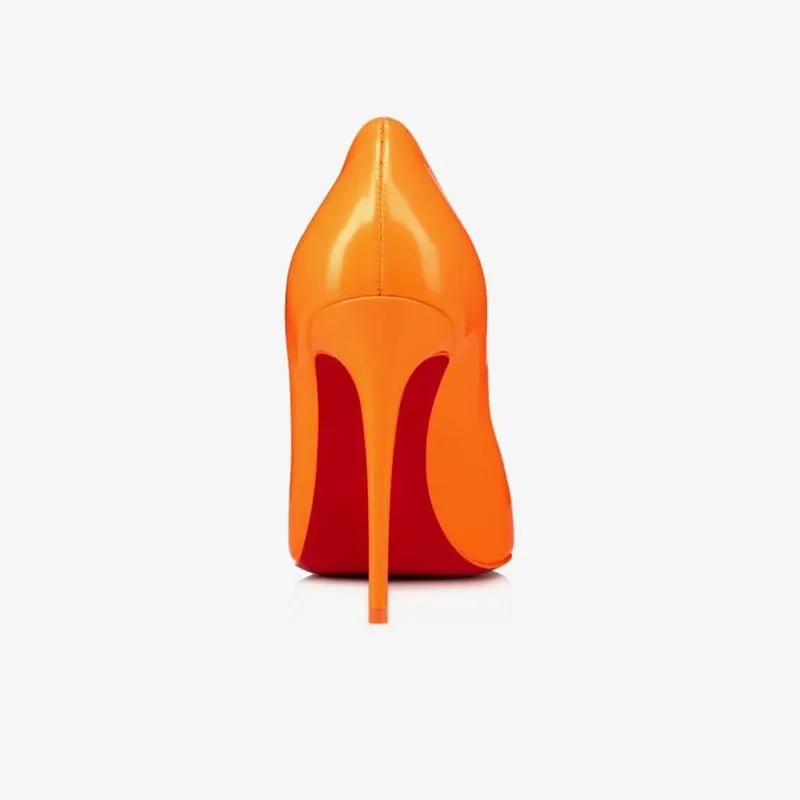 Elegant Fluo Orange Patent Leather Pumps