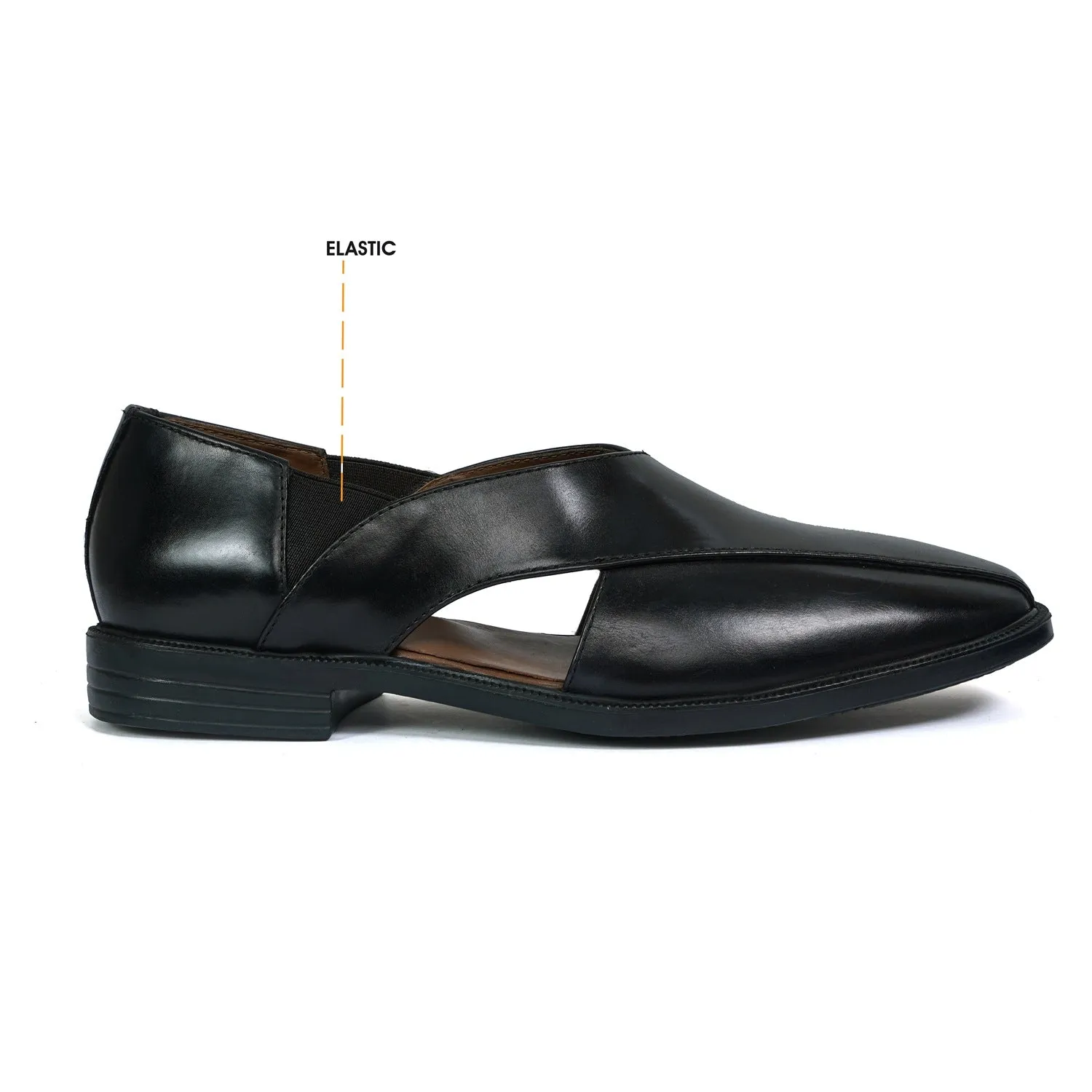 Extra Light Weight Peshawari Sandals in Genuine Black Leather
