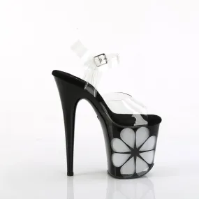 FLAMINGO-808NLHS Black & Green Ankle Peep Toe High Heel