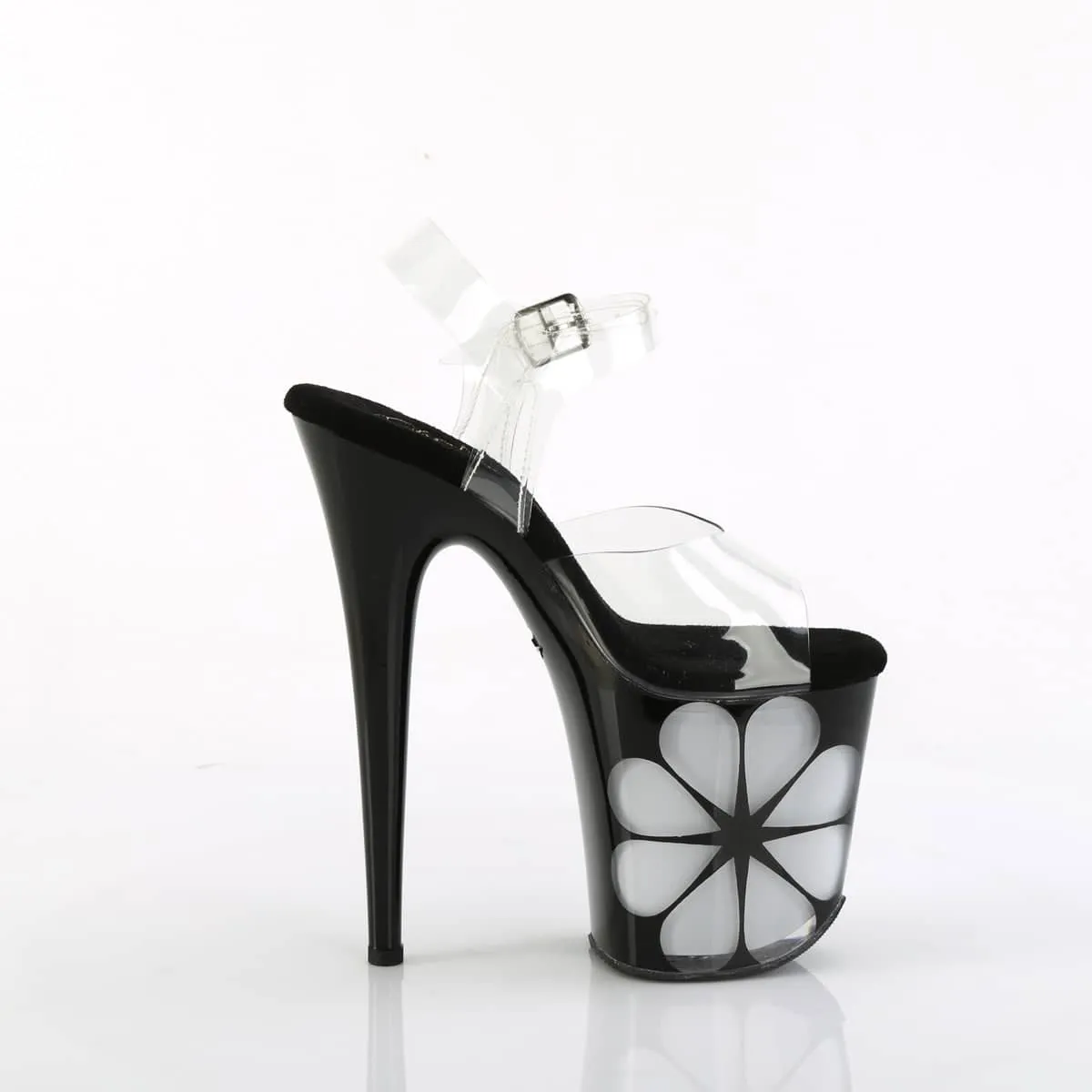FLAMINGO-808NLHS Black & Green Ankle Peep Toe High Heel