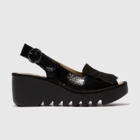Fly London Women's Bond Sling Back Sandals- Black