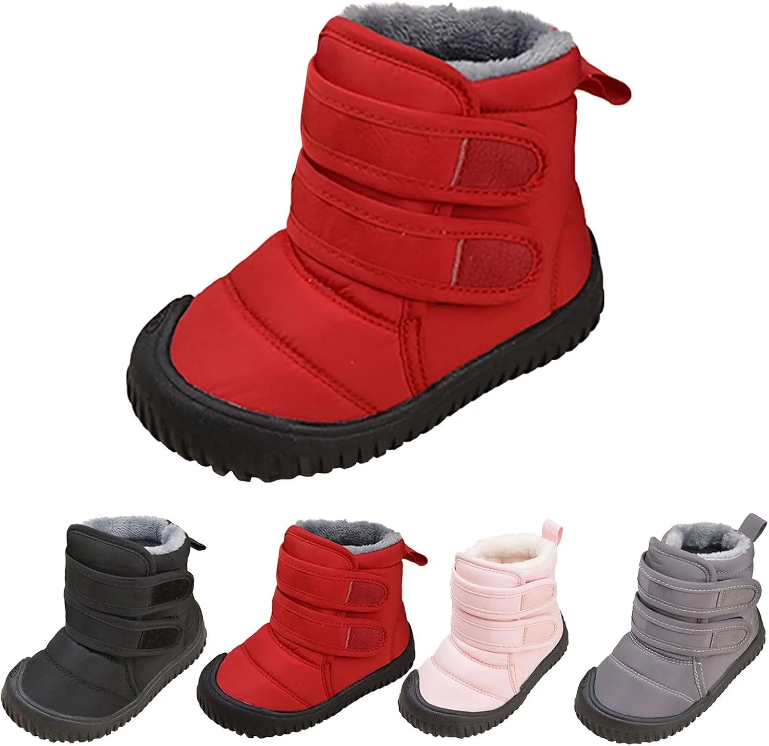 Girls Boys Warm Fr Lined Winter Snow Boots Waterroof Outdoor Ankle Booties Comfortable Shoes for Kids Unisex