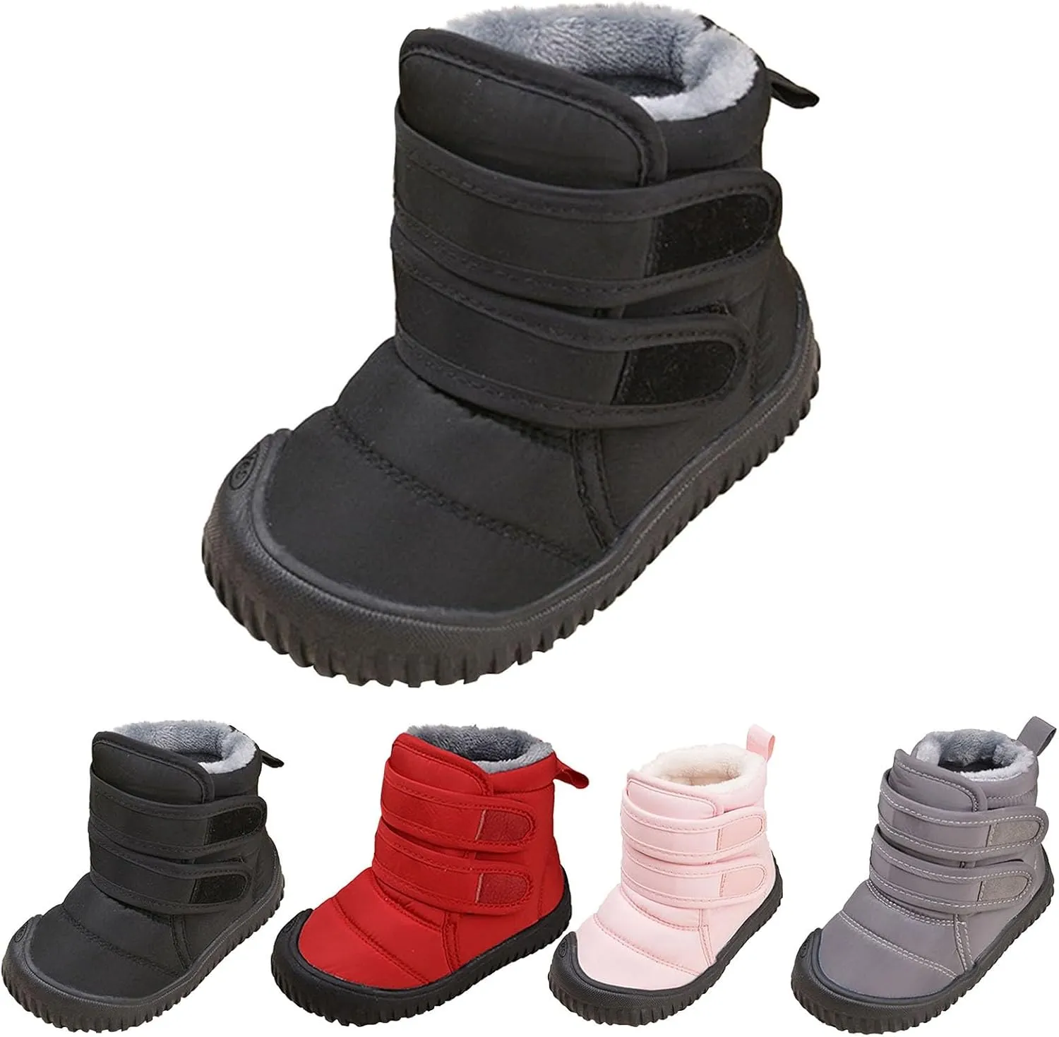 Girls Boys Warm Fr Lined Winter Snow Boots Waterroof Outdoor Ankle Booties Comfortable Shoes for Kids Unisex