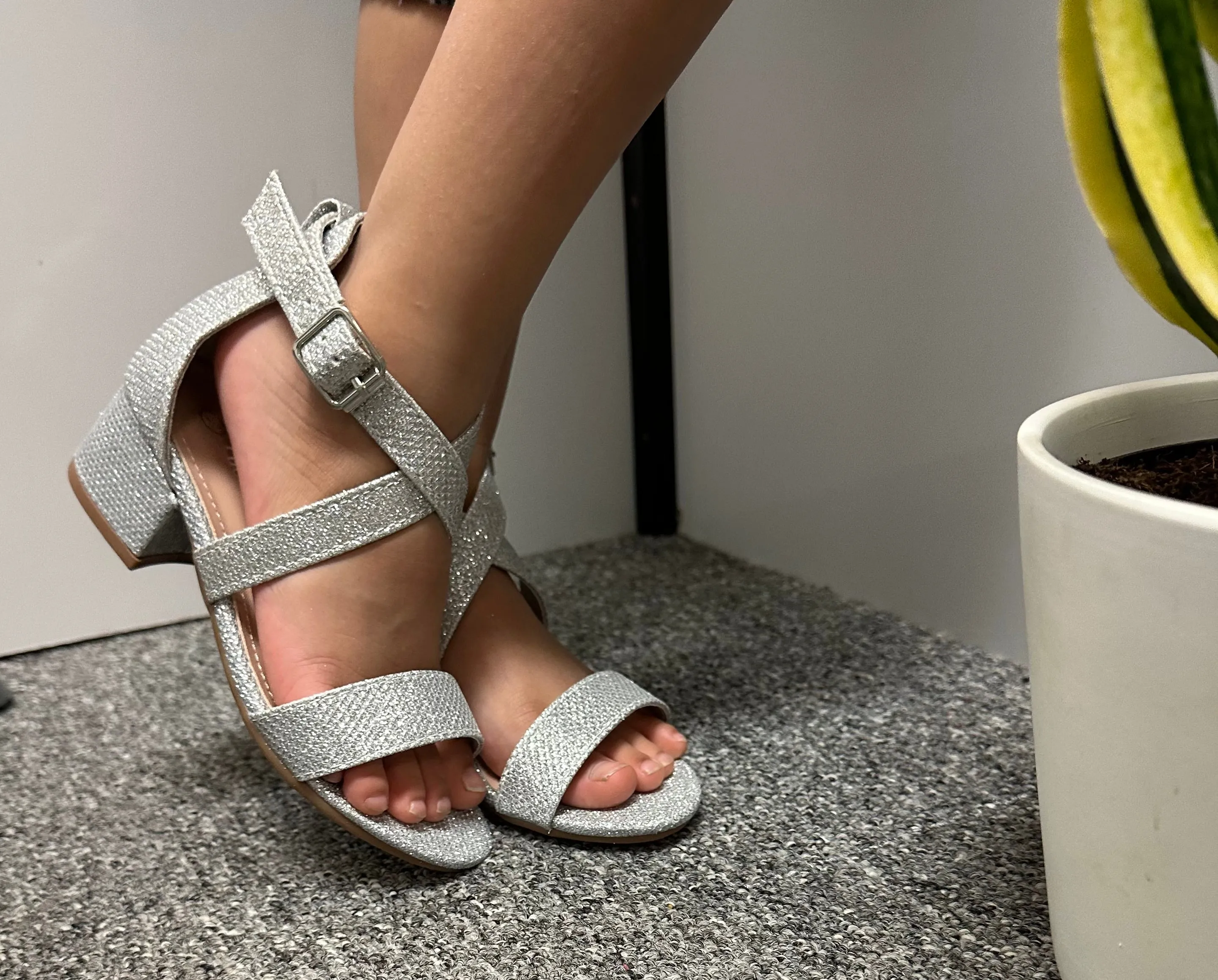 Girls Heels/Silver-Delia-6K