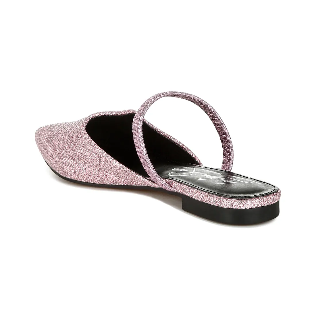 Glitter Faux Leather Flat Mules