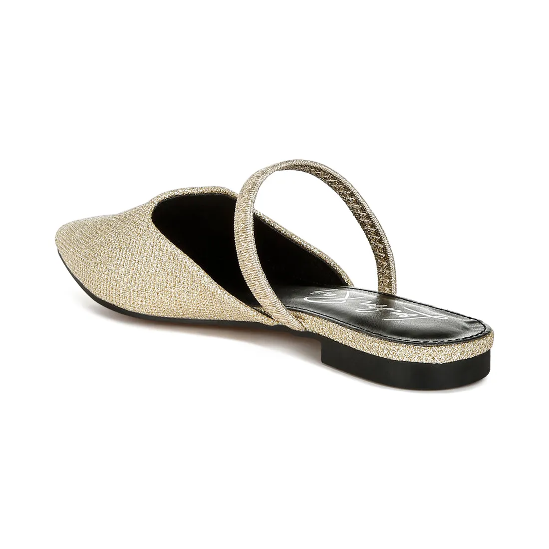 Glitter Faux Leather Flat Mules