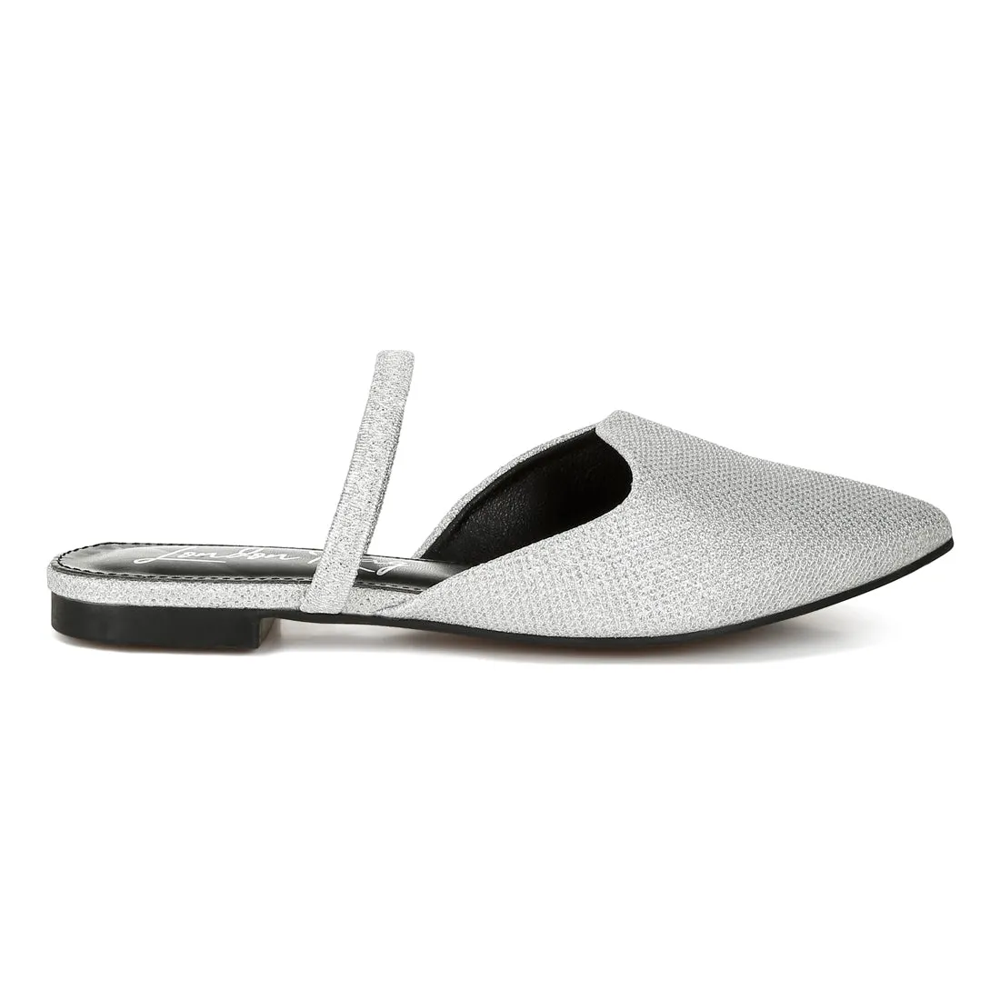 Glitter Faux Leather Flat Mules