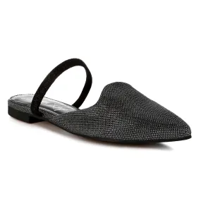Glitter Faux Leather Flat Mules