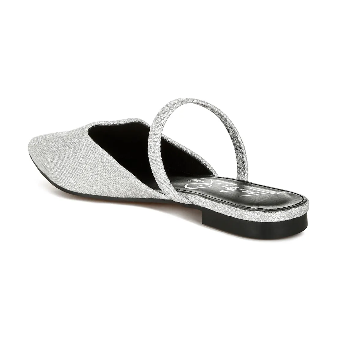 Glitter Faux Leather Flat Mules