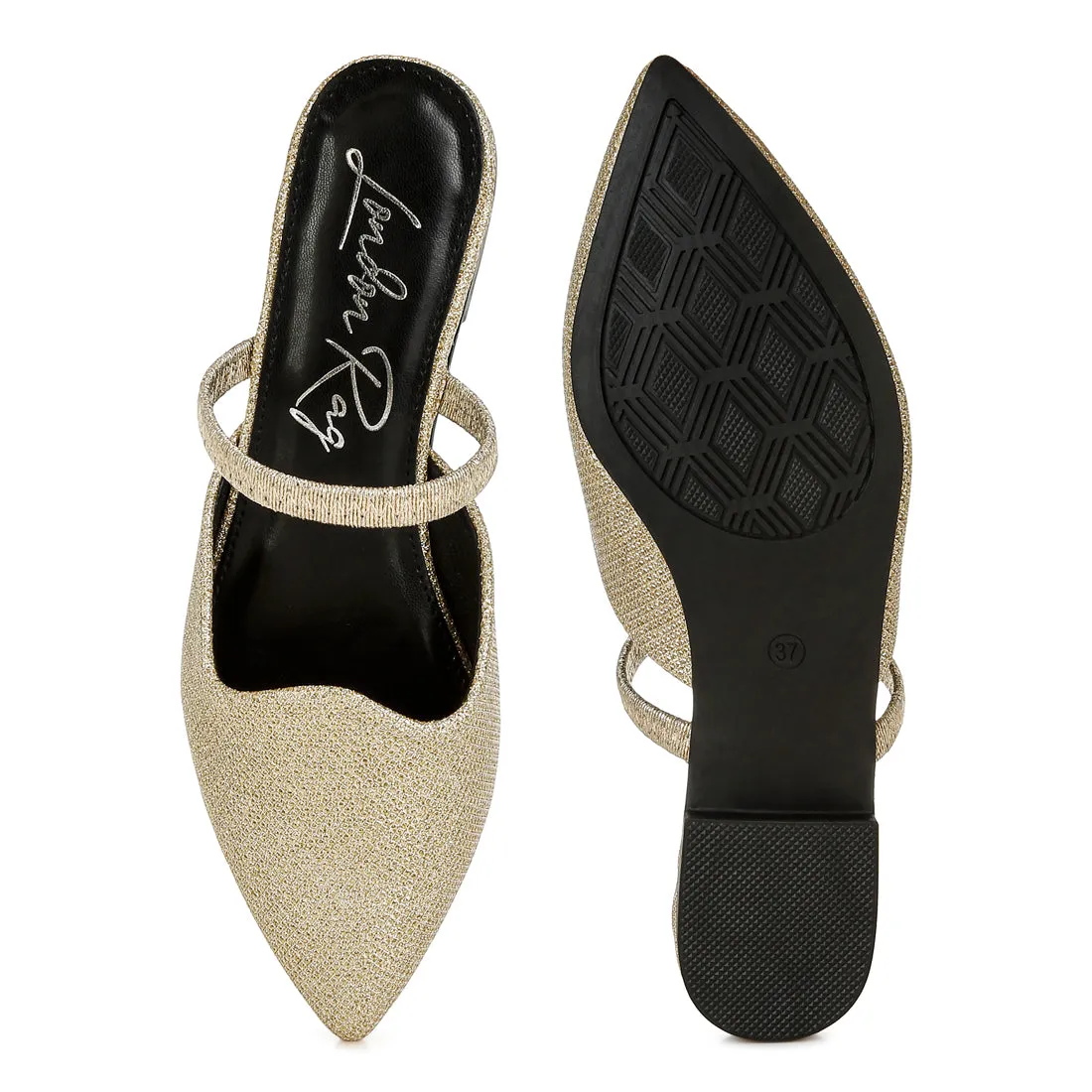 Glitter Faux Leather Flat Mules