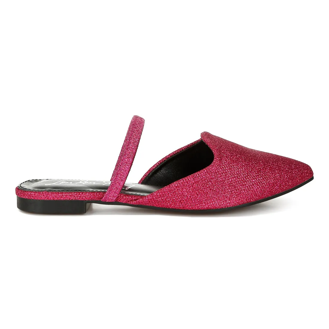 Glitter Faux Leather Flat Mules