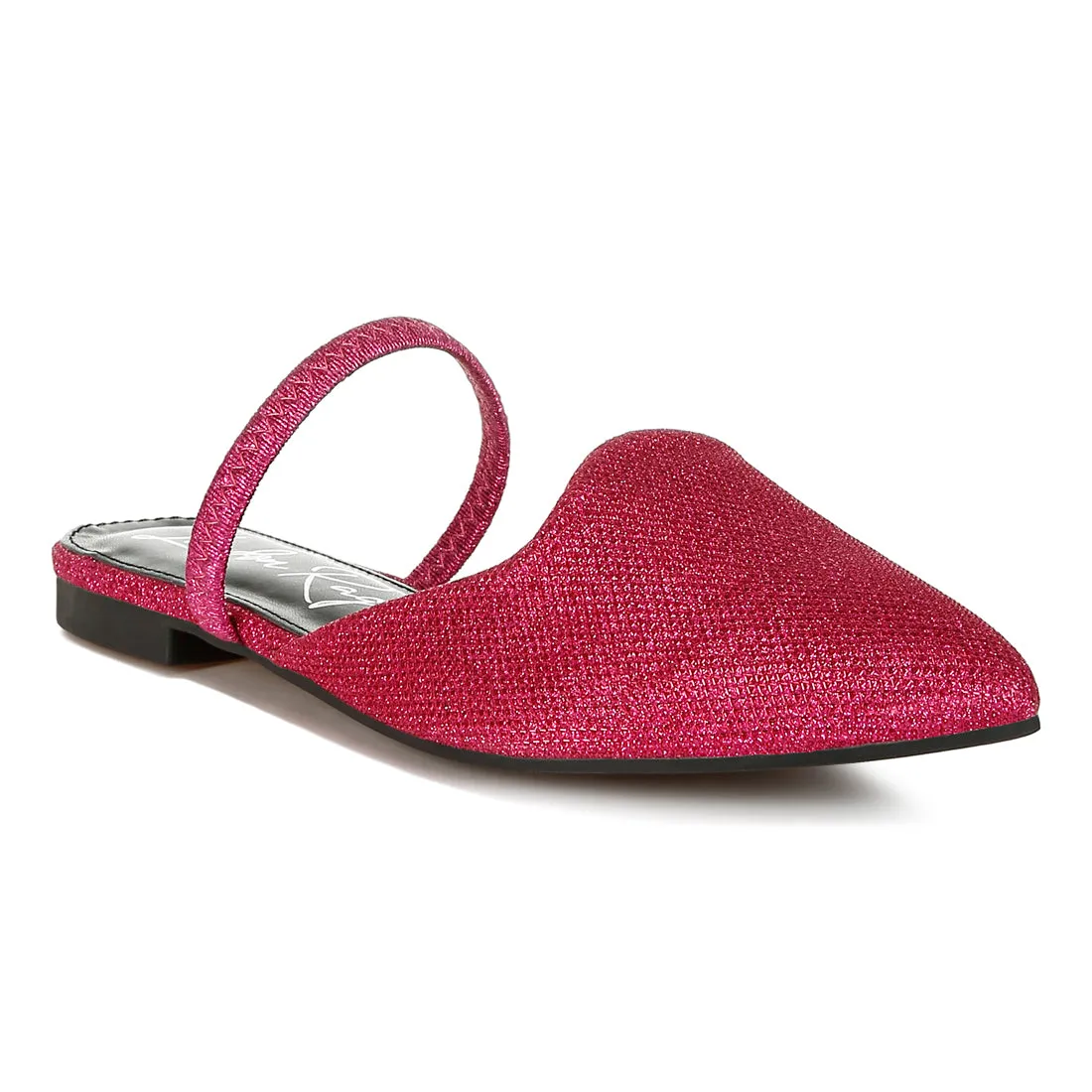 Glitter Faux Leather Flat Mules