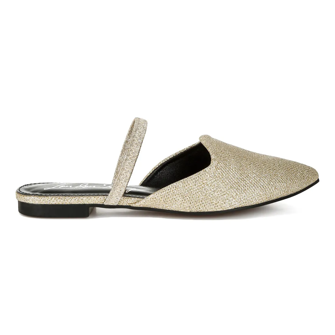 Glitter Faux Leather Flat Mules