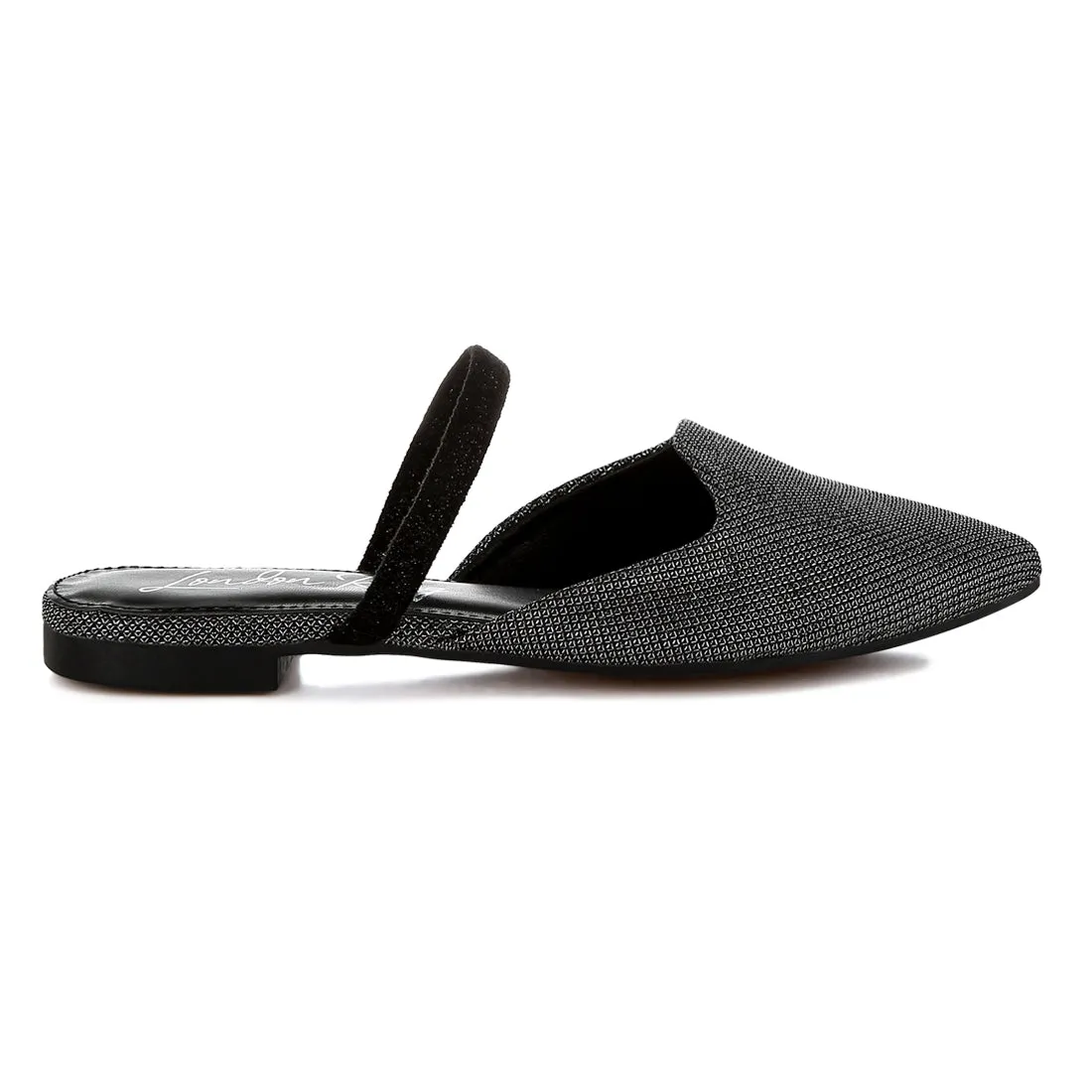 Glitter Faux Leather Flat Mules