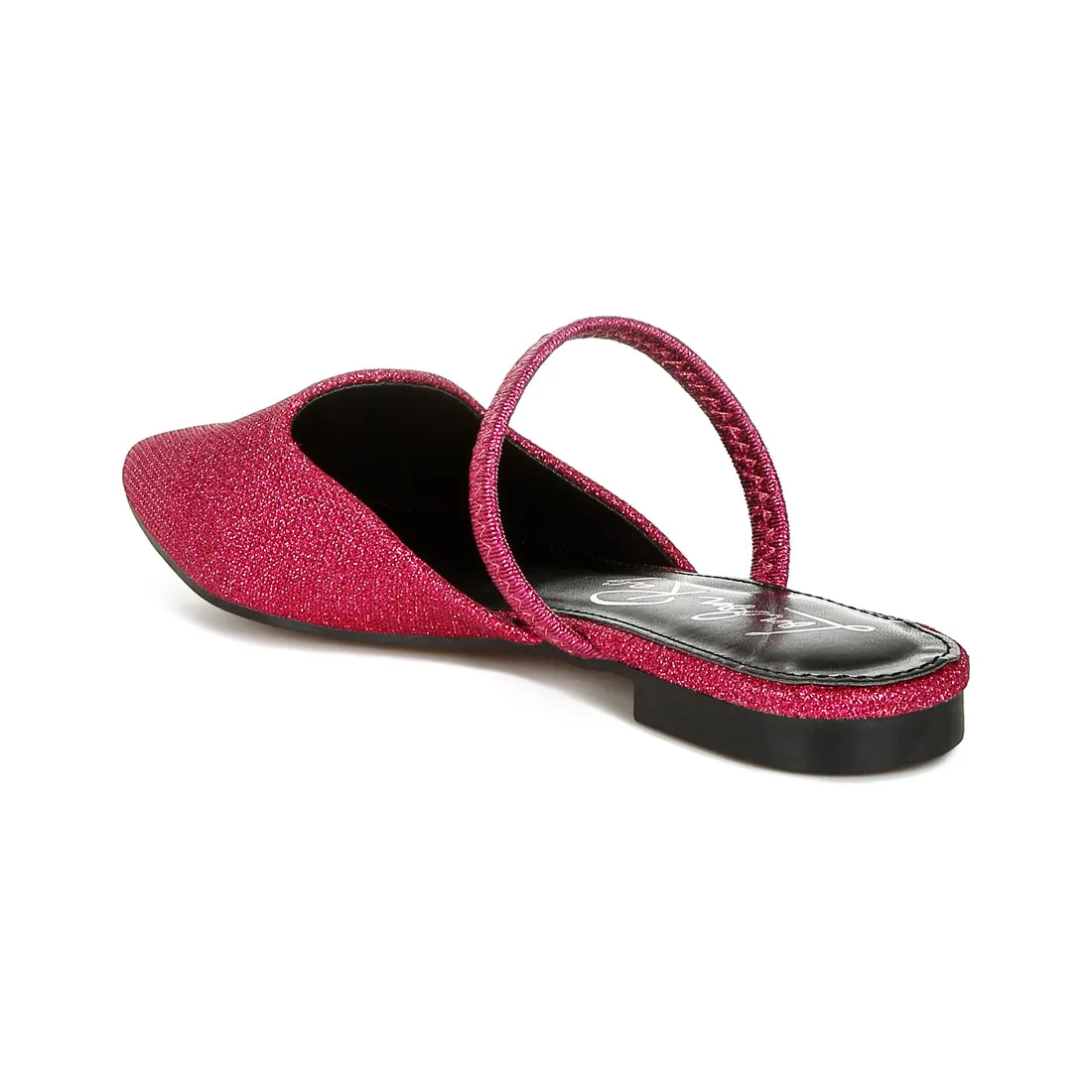 Glitter Faux Leather Flat Mules
