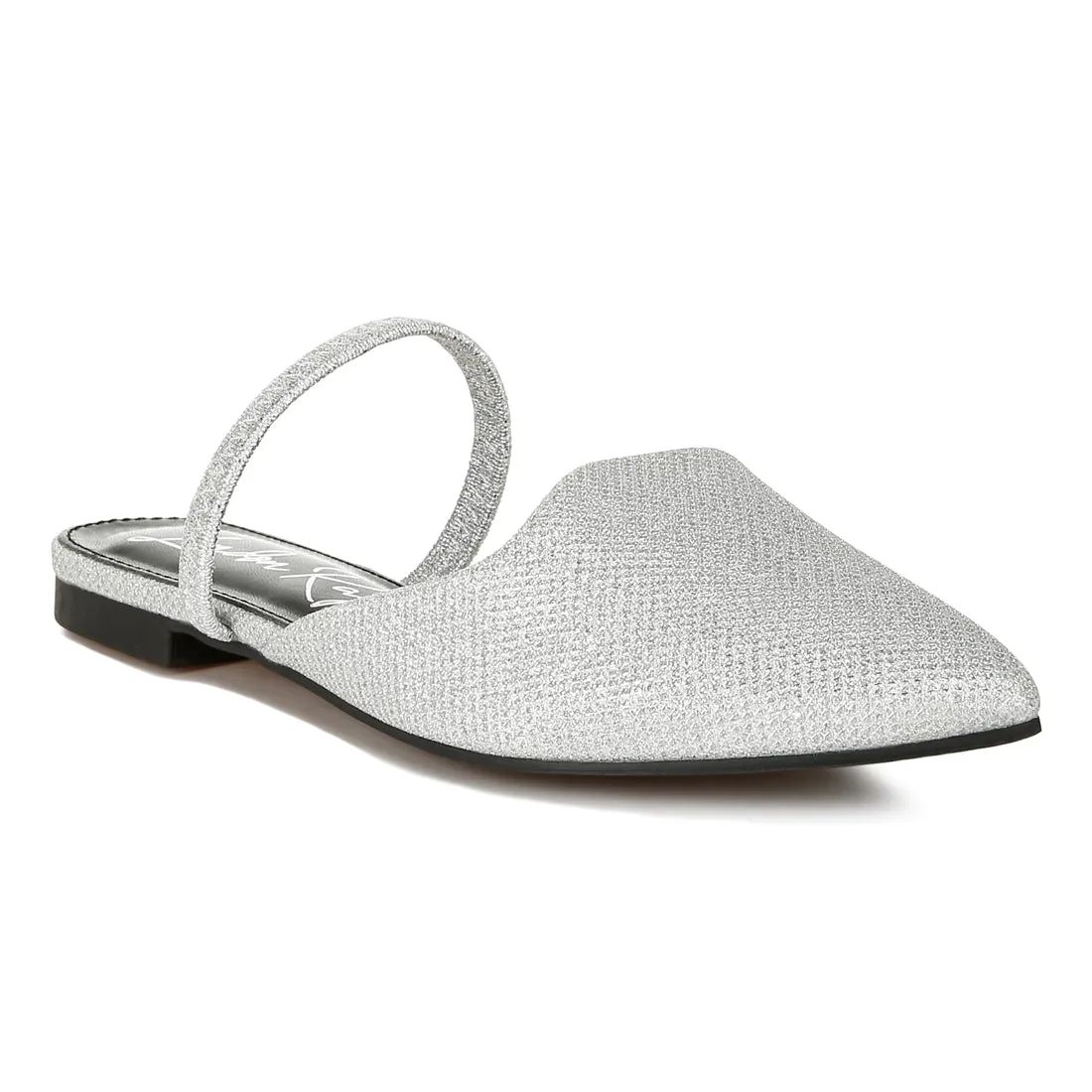 Glitter Faux Leather Flat Mules
