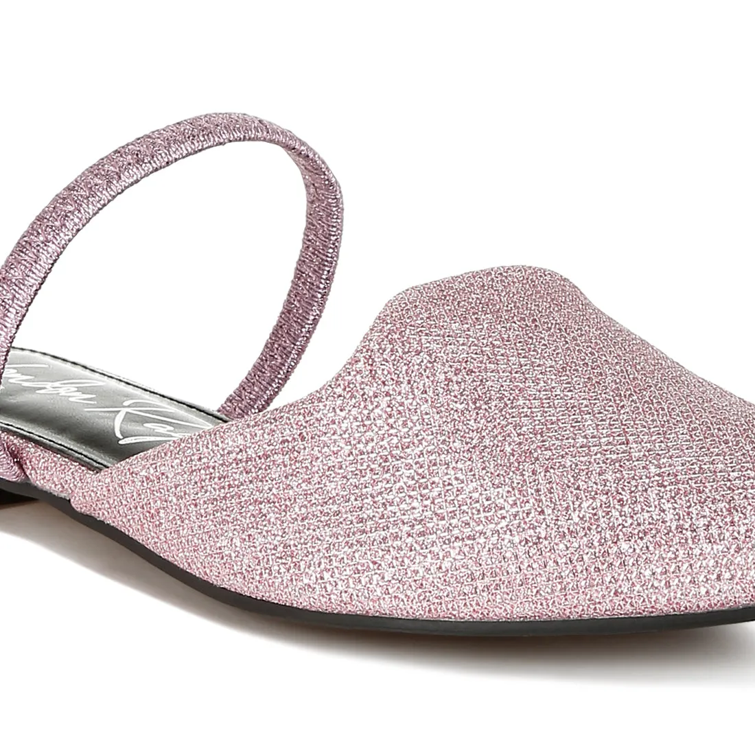Glitter Faux Leather Flat Mules