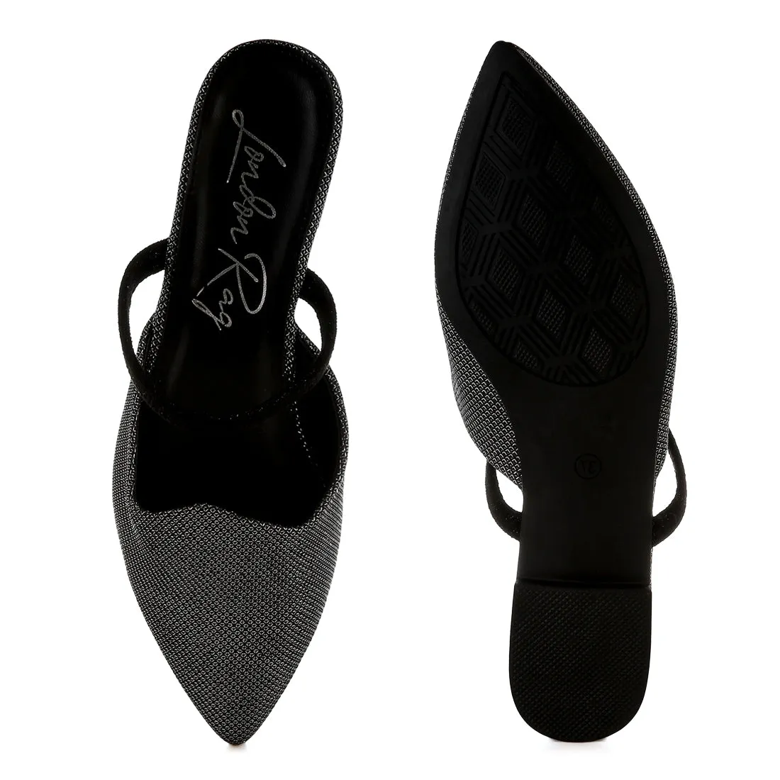Glitter Faux Leather Flat Mules