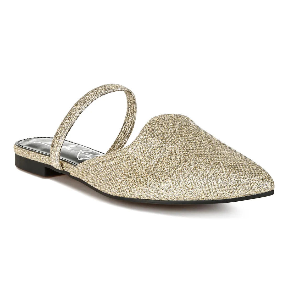 Glitter Faux Leather Flat Mules