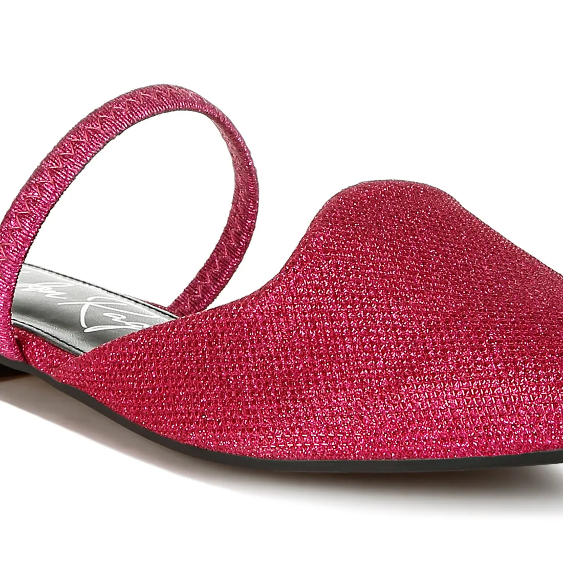 Glitter Faux Leather Flat Mules
