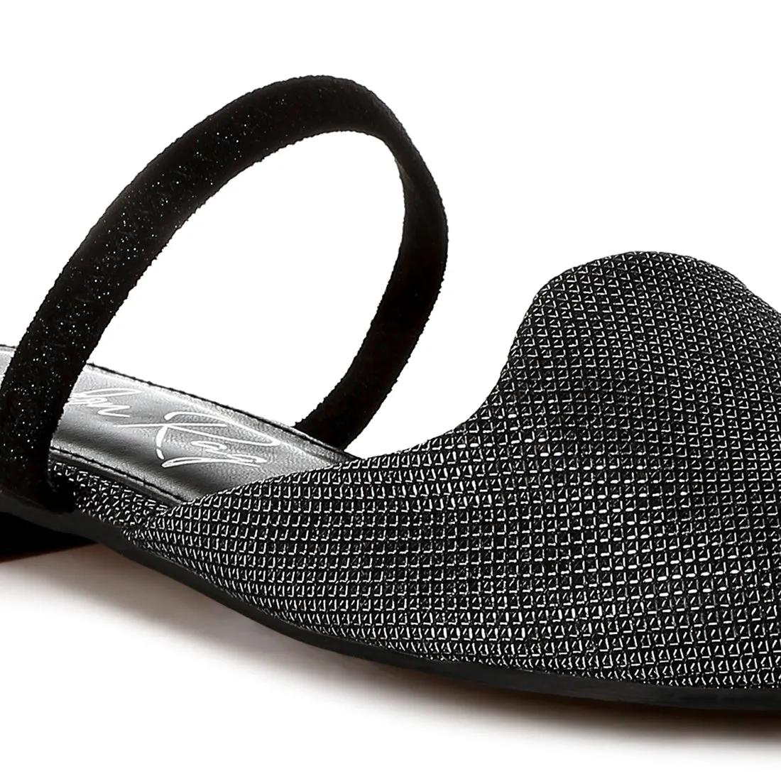 Glitter Faux Leather Flat Mules