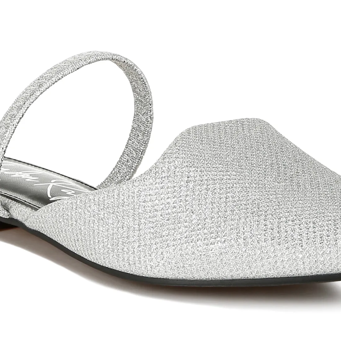 Glitter Faux Leather Flat Mules