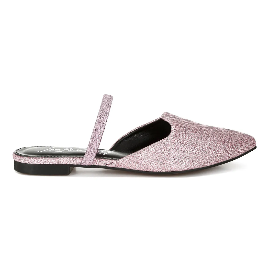 Glitter Faux Leather Flat Mules