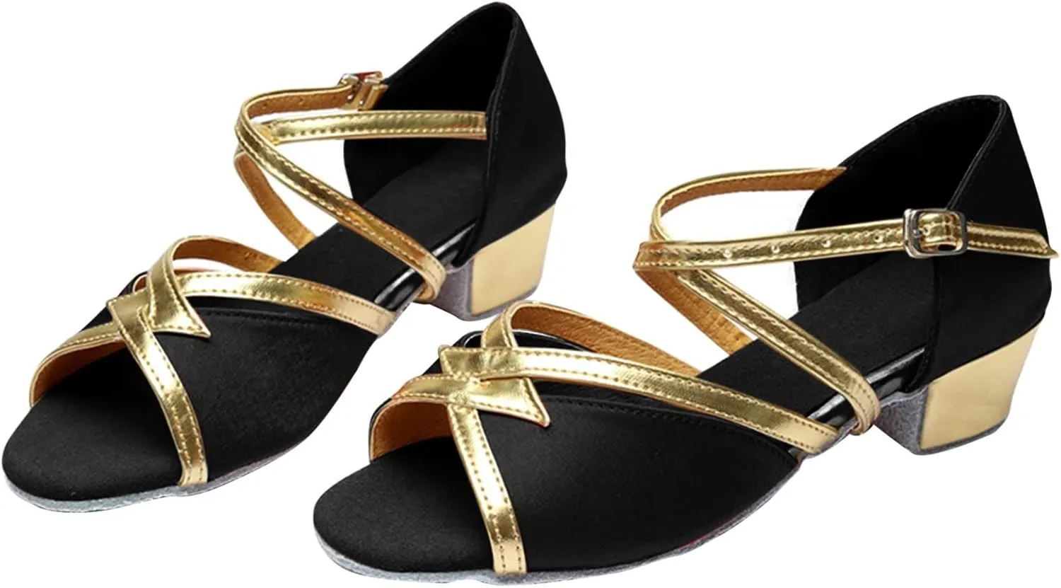 Gold Strap High Heel Sequins Sandals for Girls Kids Princess Dance Party Formal Shoes Open Toe Ankle Fancy Sandals Trendy
