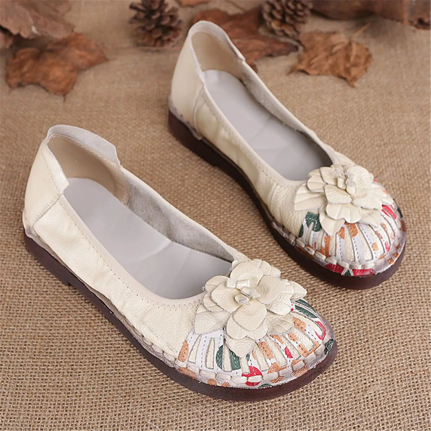 Hee grand Women's Slip on Flats,Breathable Comfort Soft Walking Shoes Anti-Slip Driving Shoes Big Size