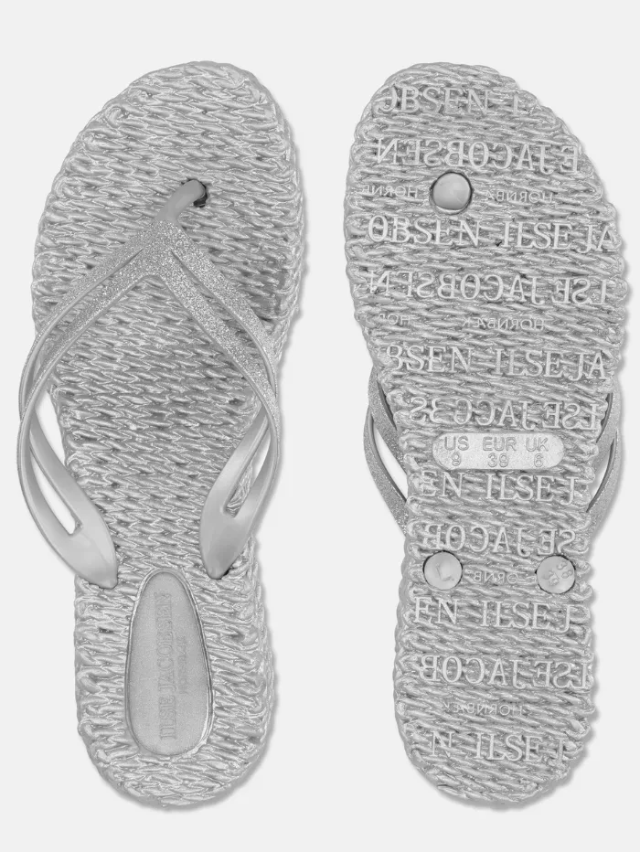Ilse Jacobsen Women's Flip Flops With Wedge Platform Sole In Silver CHEERFUL13 Col 710