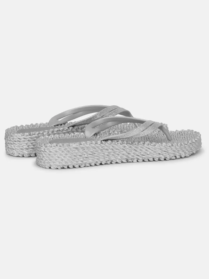 Ilse Jacobsen Women's Flip Flops With Wedge Platform Sole In Silver CHEERFUL13 Col 710