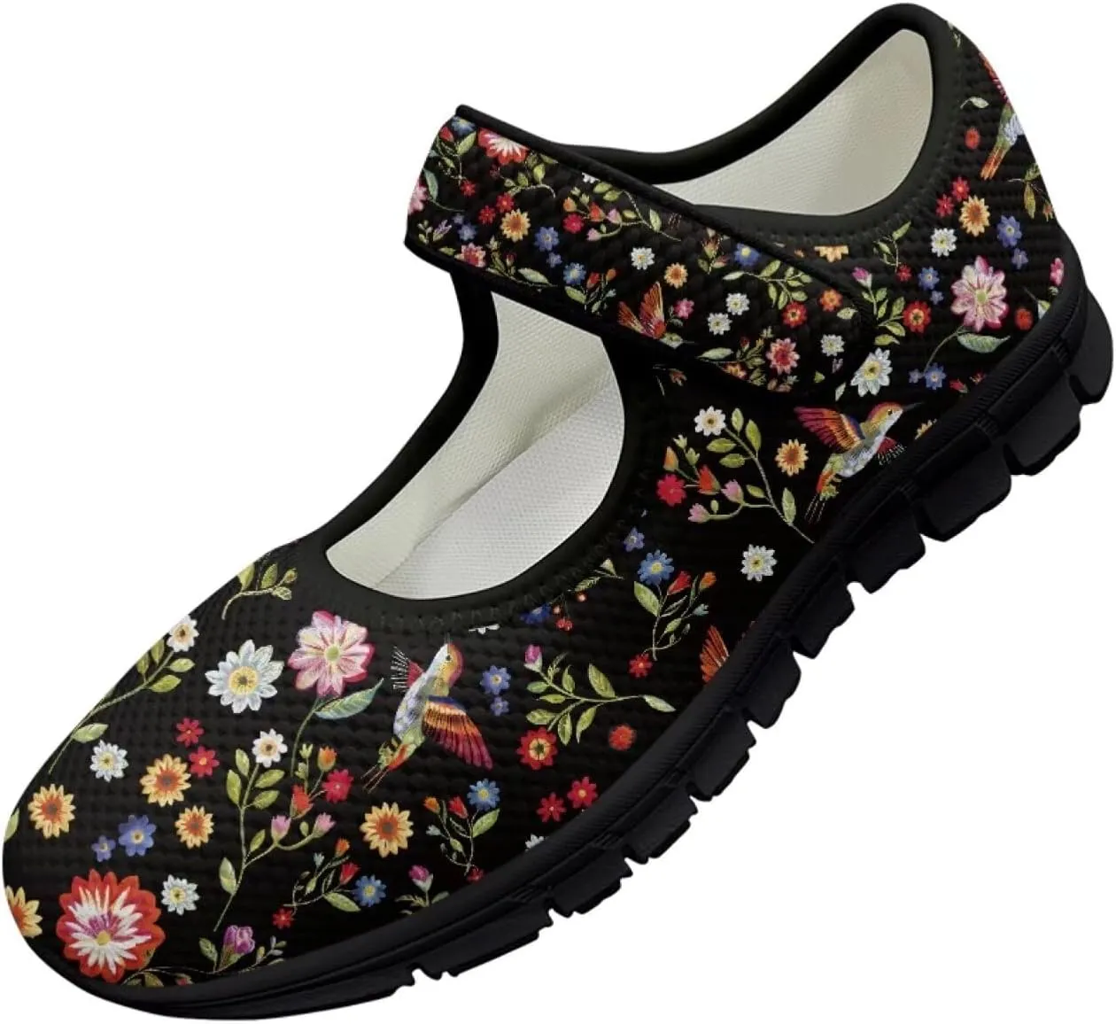 Jeiento Cute Hummingbirds Flats for Women Round Toe Ballet Flats Shoes Dressy Flats for Women