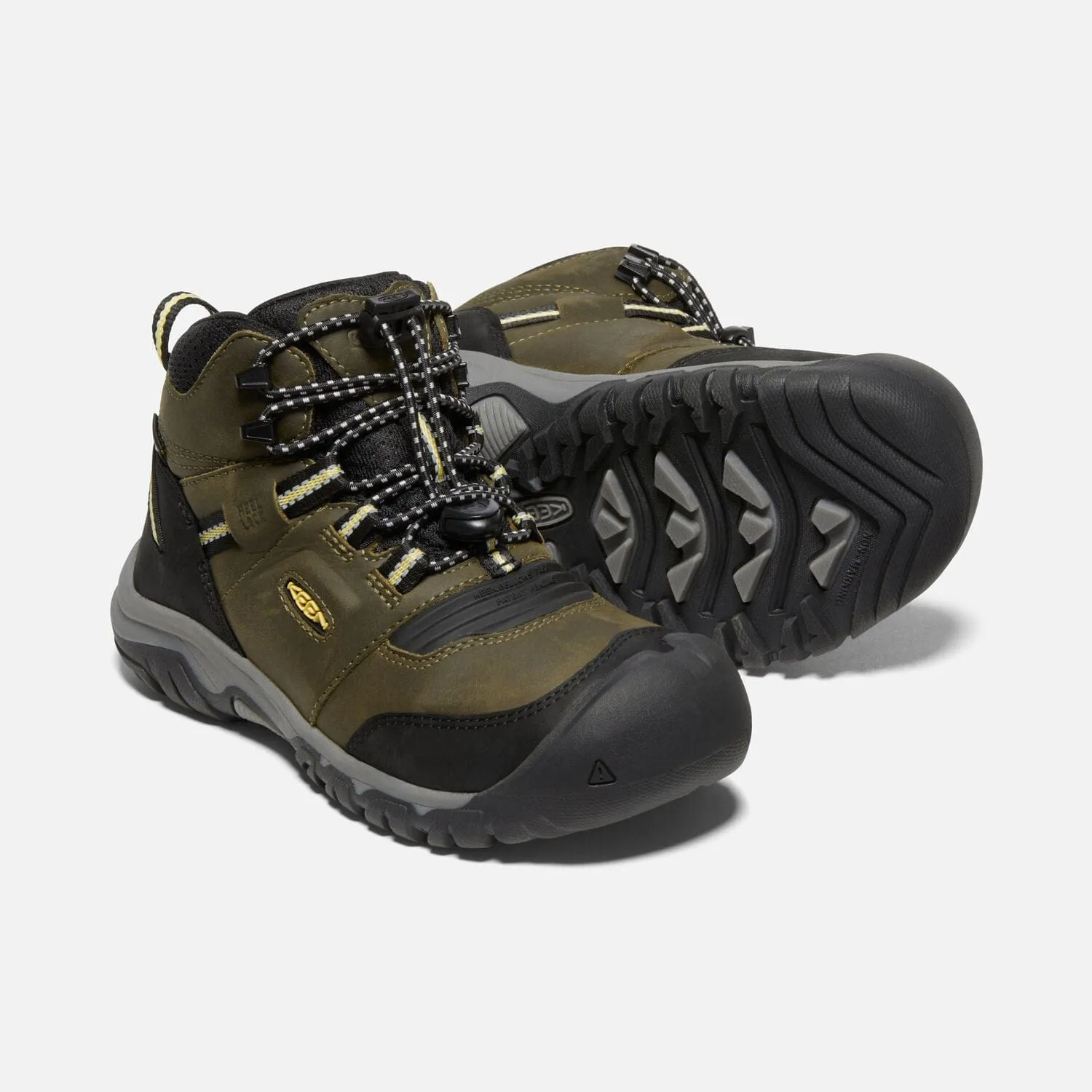 Keen Youth Ridge Flex Mid Boots- Dark Olive/ Dusky Citron
