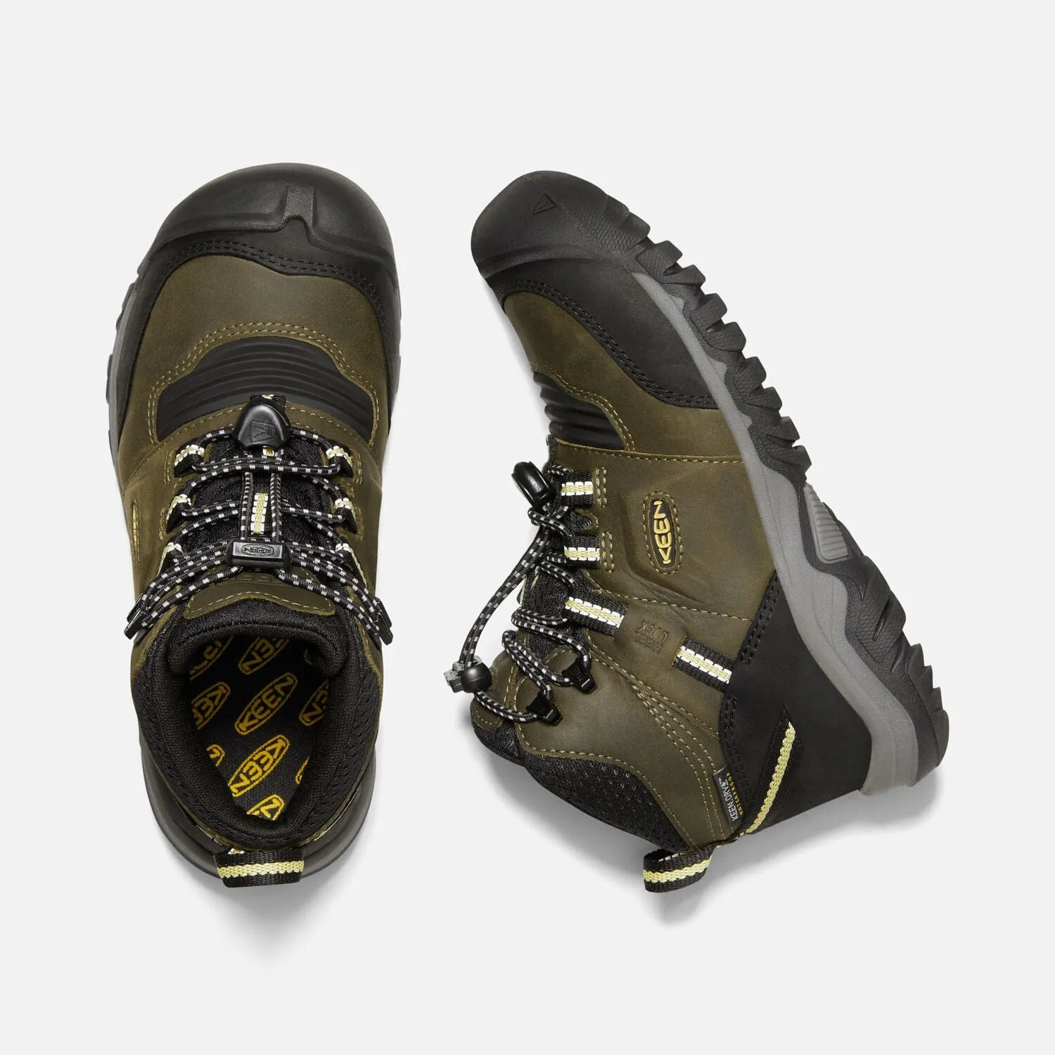 Keen Youth Ridge Flex Mid Boots- Dark Olive/ Dusky Citron
