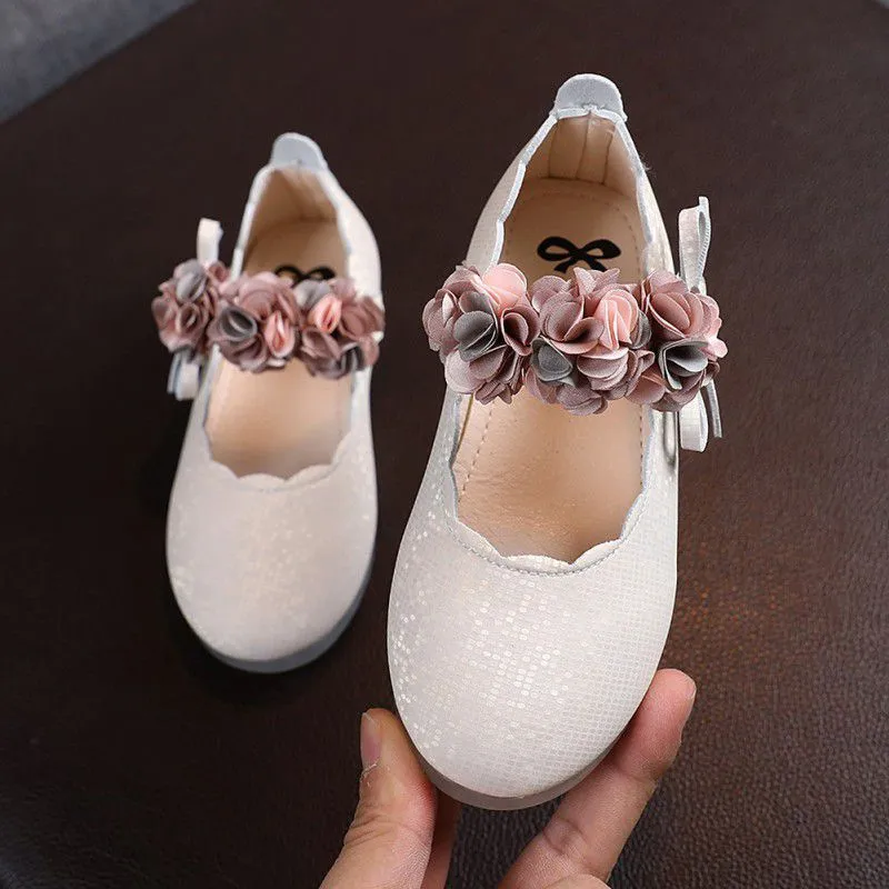 Kids Girls Flats Lace Flower Princess Party Shoes
