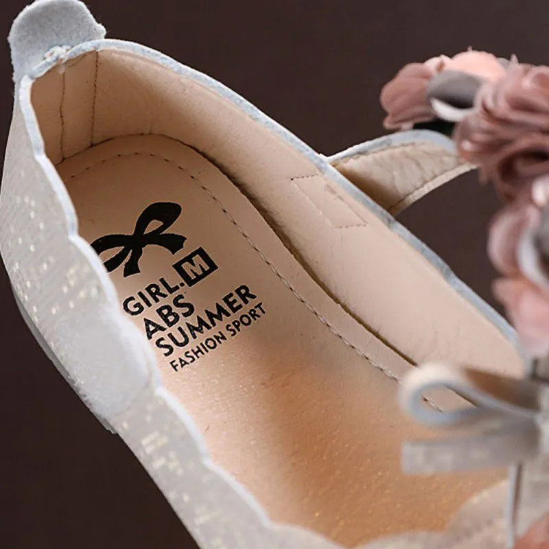 Kids Girls Flats Lace Flower Princess Party Shoes